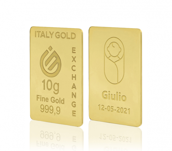 Lingotto Oro 24Kt da 10 gr. per Nascita  IGE GOLD